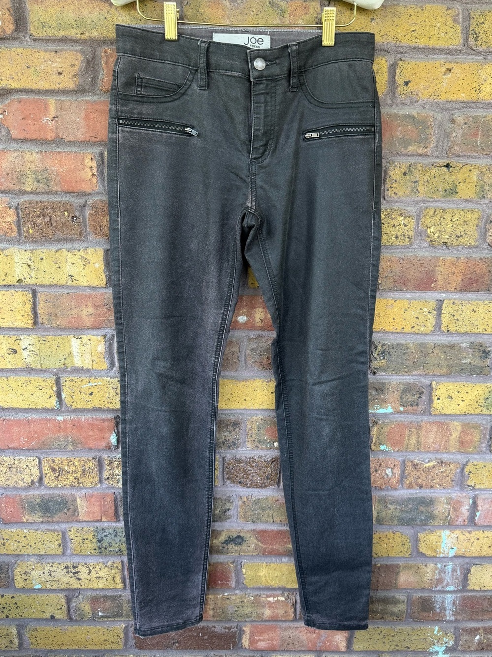 Joe Fresh Charcoal Coated Skinny Jeans Zipper Details - Size 8 (29” Waist)